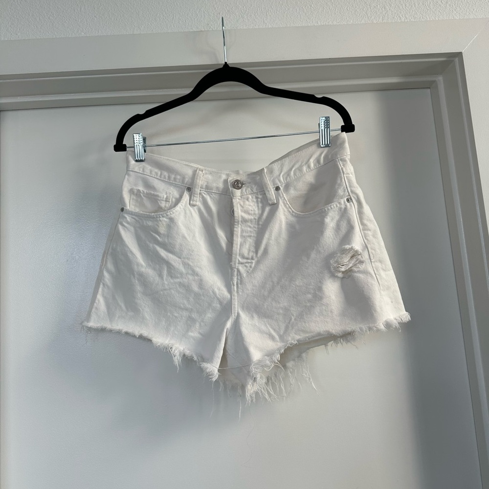 Hudson Lori White Distressed Denim Shorts